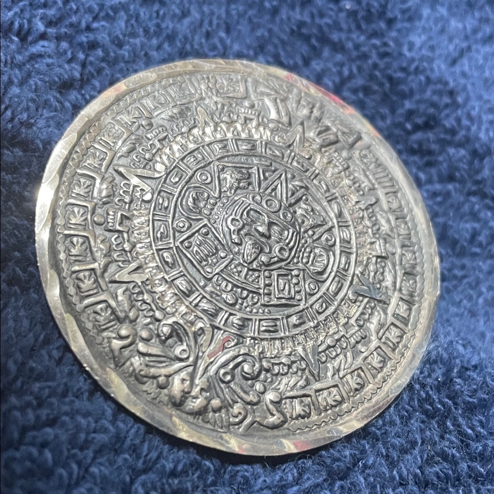 Silver Aztec Calendar Coin